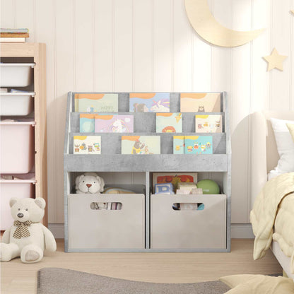 Kids Bookshelf with Storage Concrete Grey 72.5 x 29.5 x 69 cm