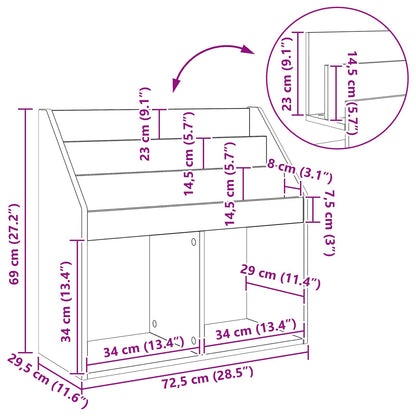 Kids Bookshelf with Storage Concrete Grey 72.5 x 29.5 x 69 cm