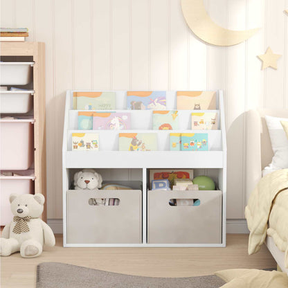 Kids Bookshelf High Gloss White 72.5 x 29.5 x 69 cm