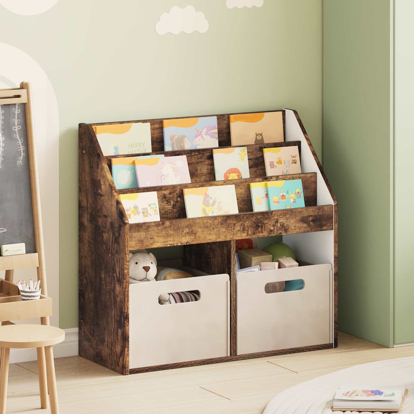 Kids Bookshelf Smoked Oak 72.5 x 29.5 x 69 cm Engineered Wood