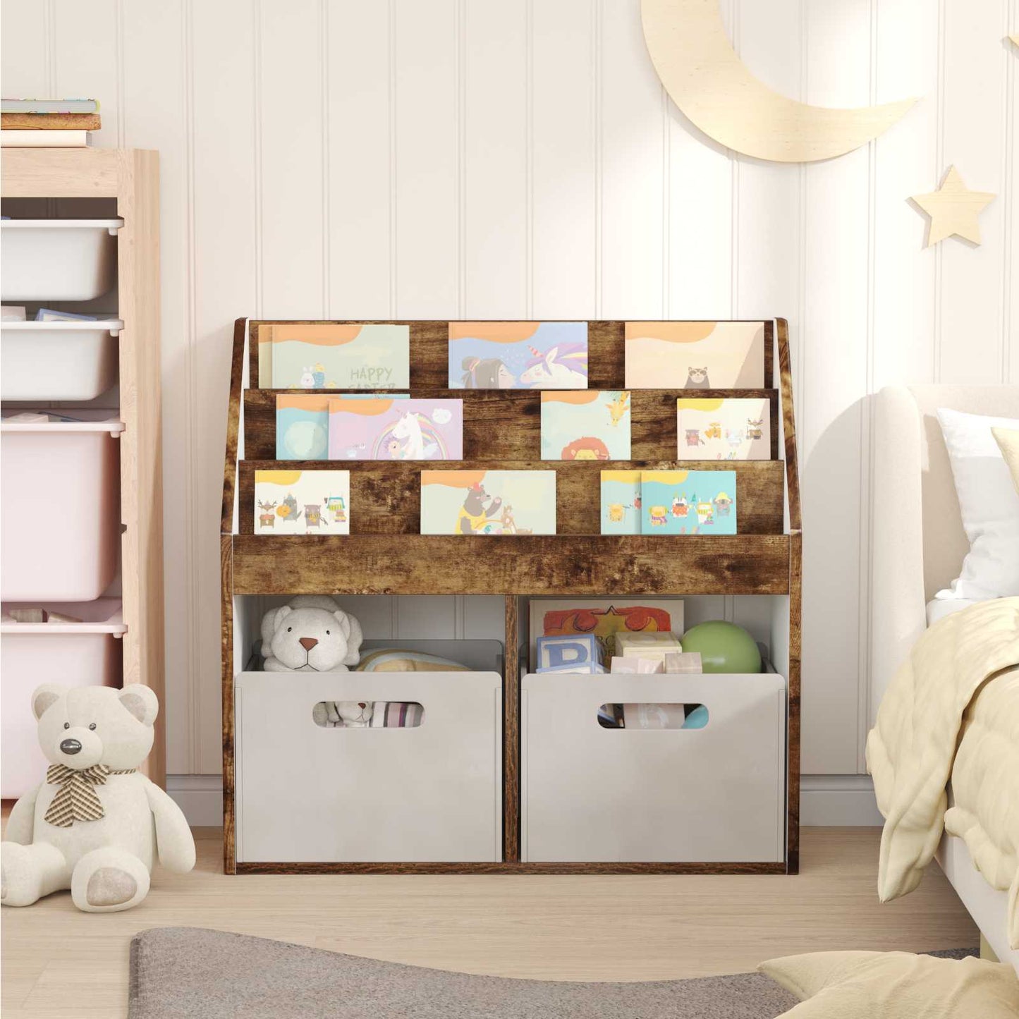 Kids Bookshelf Smoked Oak 72.5 x 29.5 x 69 cm Engineered Wood
