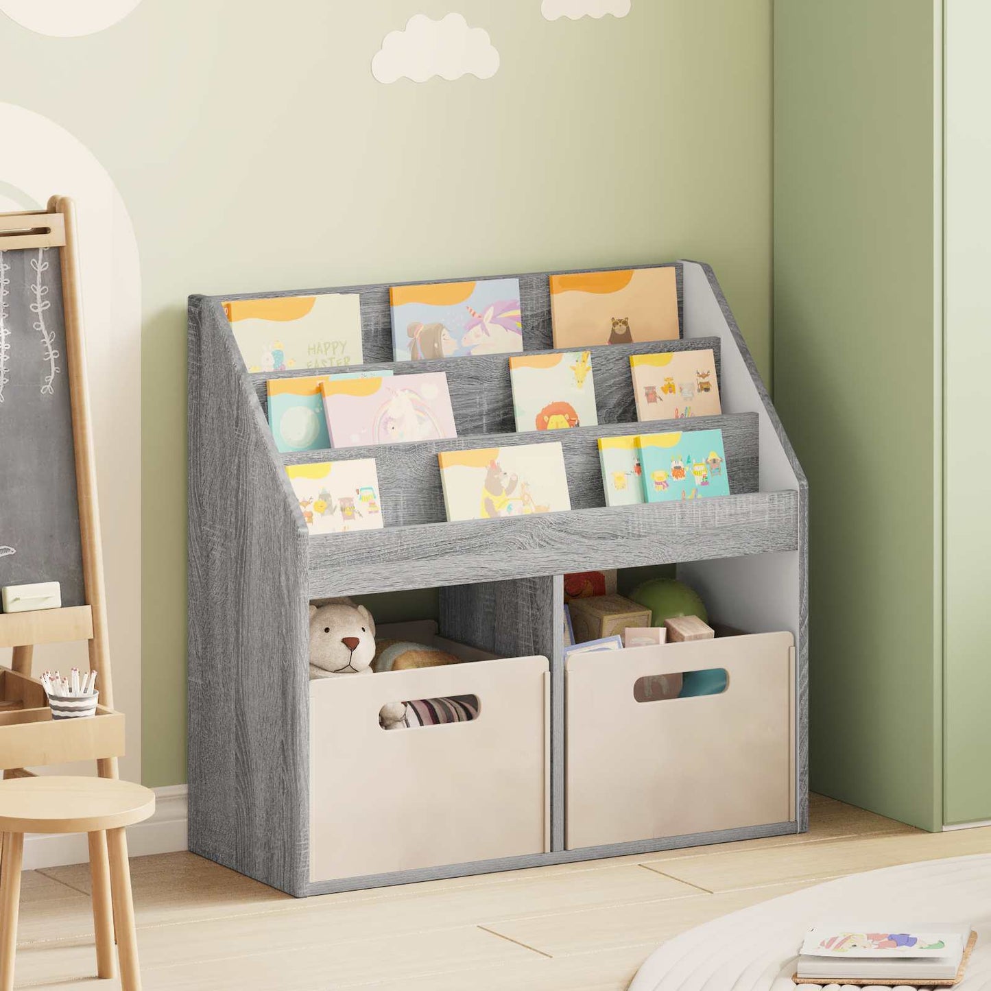 Kids Bookshelf Grey Sonoma 72.5 x 29.5 x 69 cm Engineered Wood