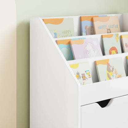 Kids Bookshelf with Drawer High Gloss White 60 x 29.5 x 69 cm