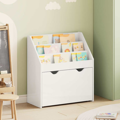 Kids Bookshelf with Drawer High Gloss White 60 x 29.5 x 69 cm