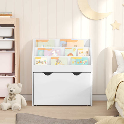 Kids Bookshelf with Drawer High Gloss White 60 x 29.5 x 69 cm