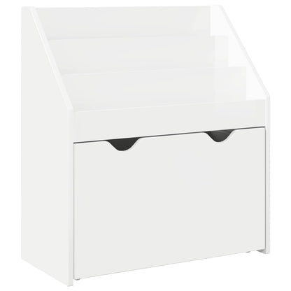 Kids Bookshelf with Drawer High Gloss White 60 x 29.5 x 69 cm