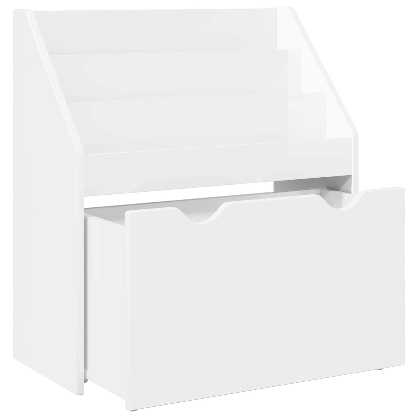 Kids Bookshelf with Drawer High Gloss White 60 x 29.5 x 69 cm
