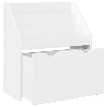 Kids Bookshelf with Drawer High Gloss White 60 x 29.5 x 69 cm