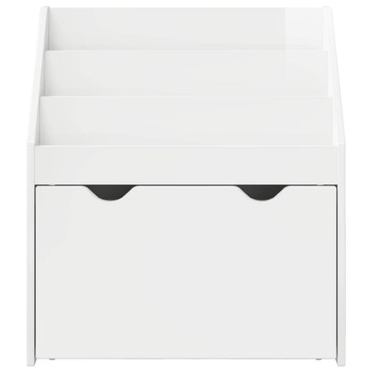 Kids Bookshelf with Drawer High Gloss White 60 x 29.5 x 69 cm