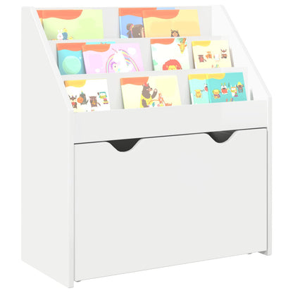 Kids Bookshelf with Drawer High Gloss White 60 x 29.5 x 69 cm