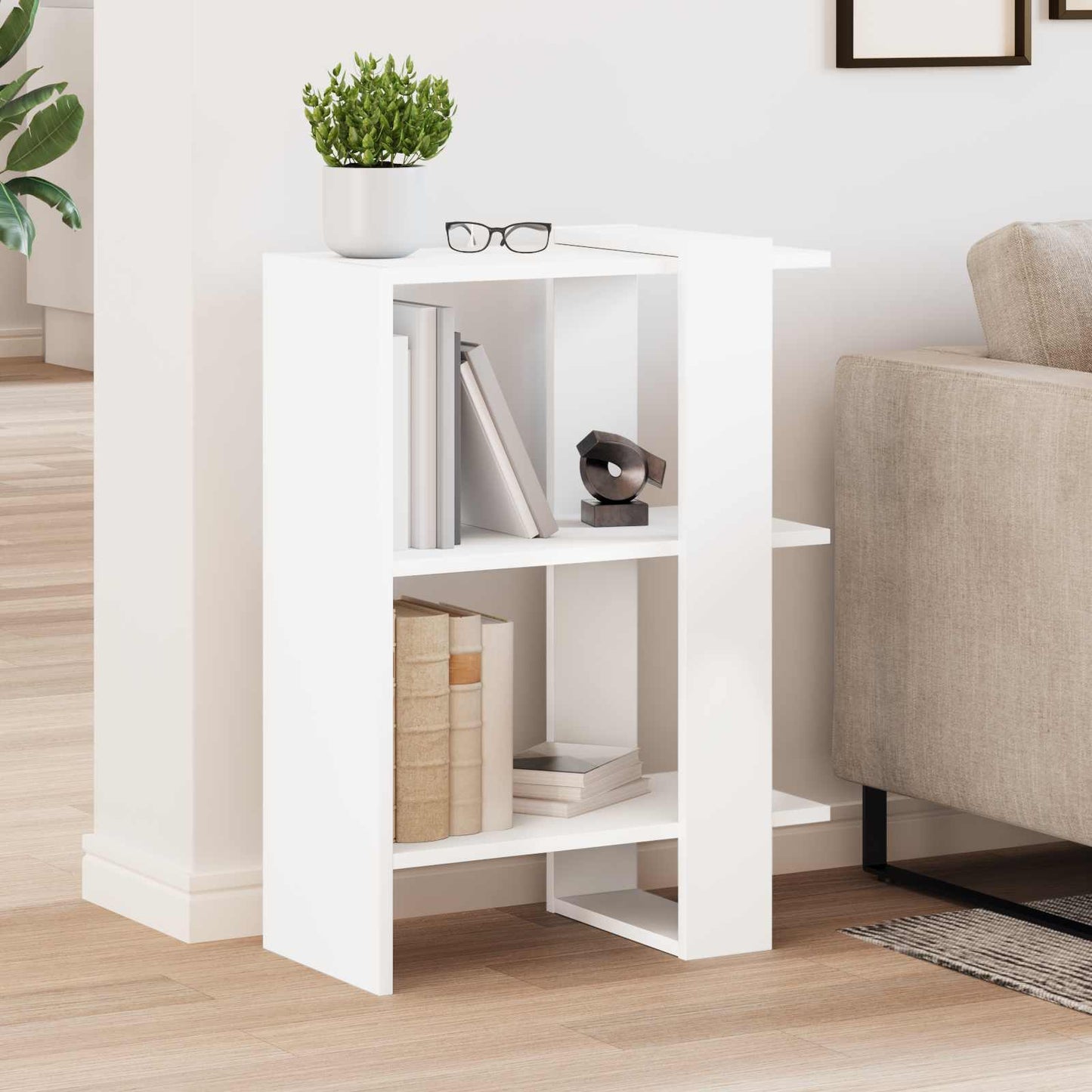 Bookshelf 2-Tier 52 x 25 x 71.5 cm Engineered Wood White