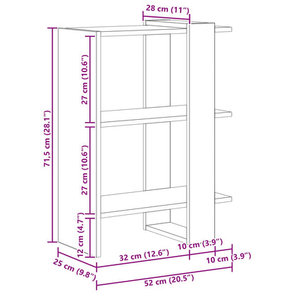Bookshelf White 52 x 25 x 71.5 cm Engineered Wood