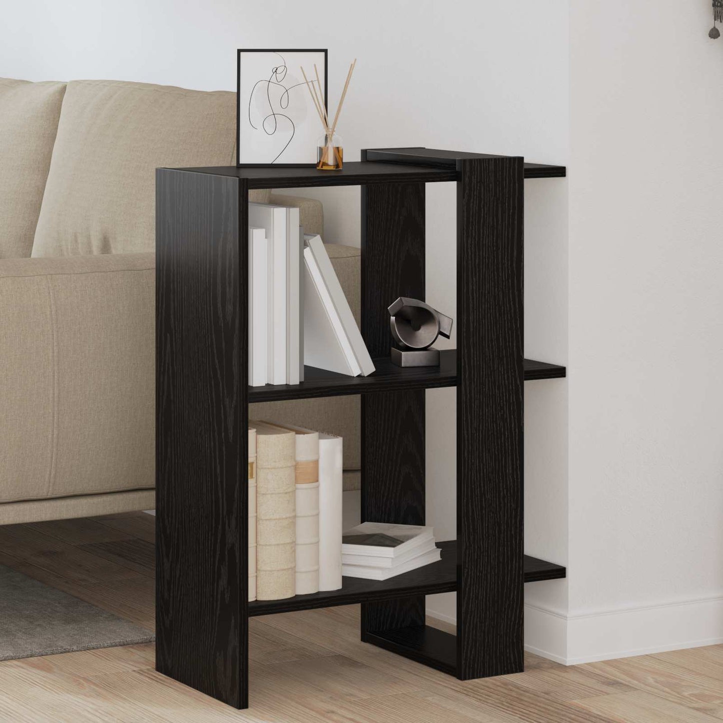Bookshelf Black Oak 52 x 25 x 71.5 cm Engineered Wood