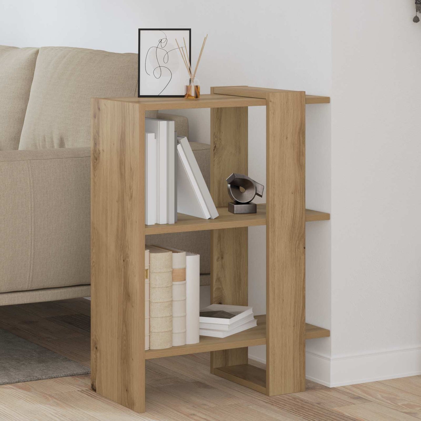 Bookshelf 2-Tier 52 x 25 x 71.5 cm Engineered Wood Artisan Oak
