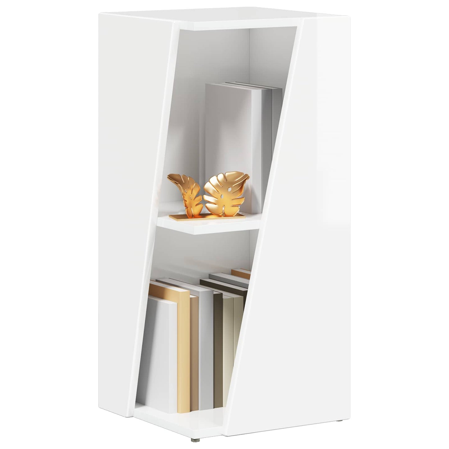 Side Shelf High Gloss White 33 x 32 x 70.5 cm Engineered Wood