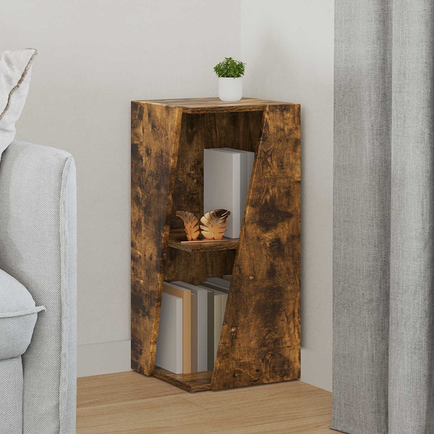 Side Shelf Smoked Oak 33 x 32 x 70.5 cm Engineered Wood