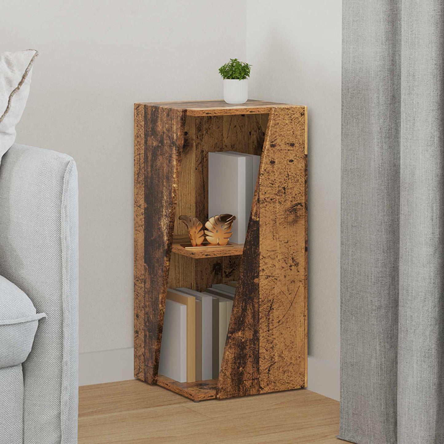 Side Shelf Old Wood 33 x 32 x 70.5 cm Engineered Wood
