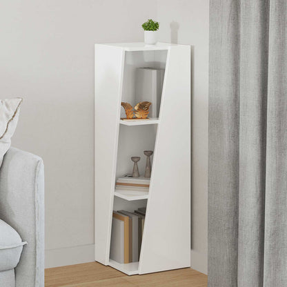 Side Shelf High Gloss White 33 x 32 x 100.5 cm Engineered Wood