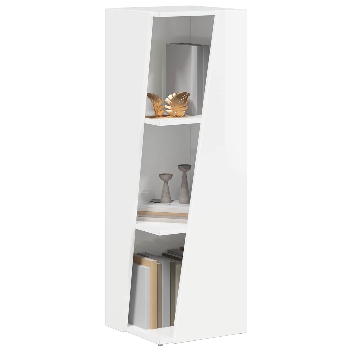 Side Shelf 33 x 32 x 100.5 cm Engineered Wood High Gloss White