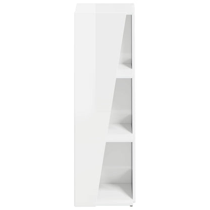 Side Shelf High Gloss White 33 x 32 x 100.5 cm Engineered Wood