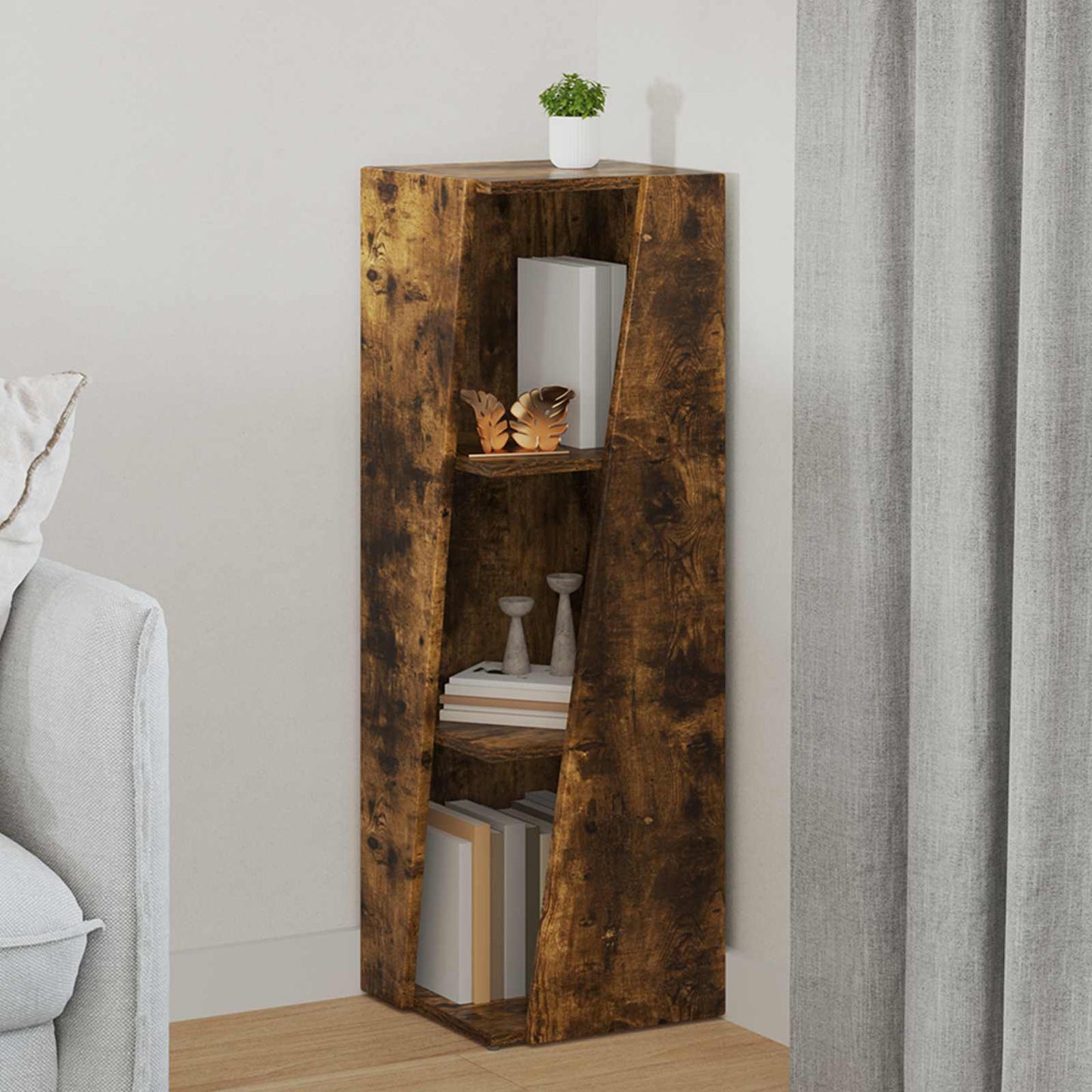 Side Shelf Smoked Oak 33 x 32 x 100.5 cm Engineered Wood
