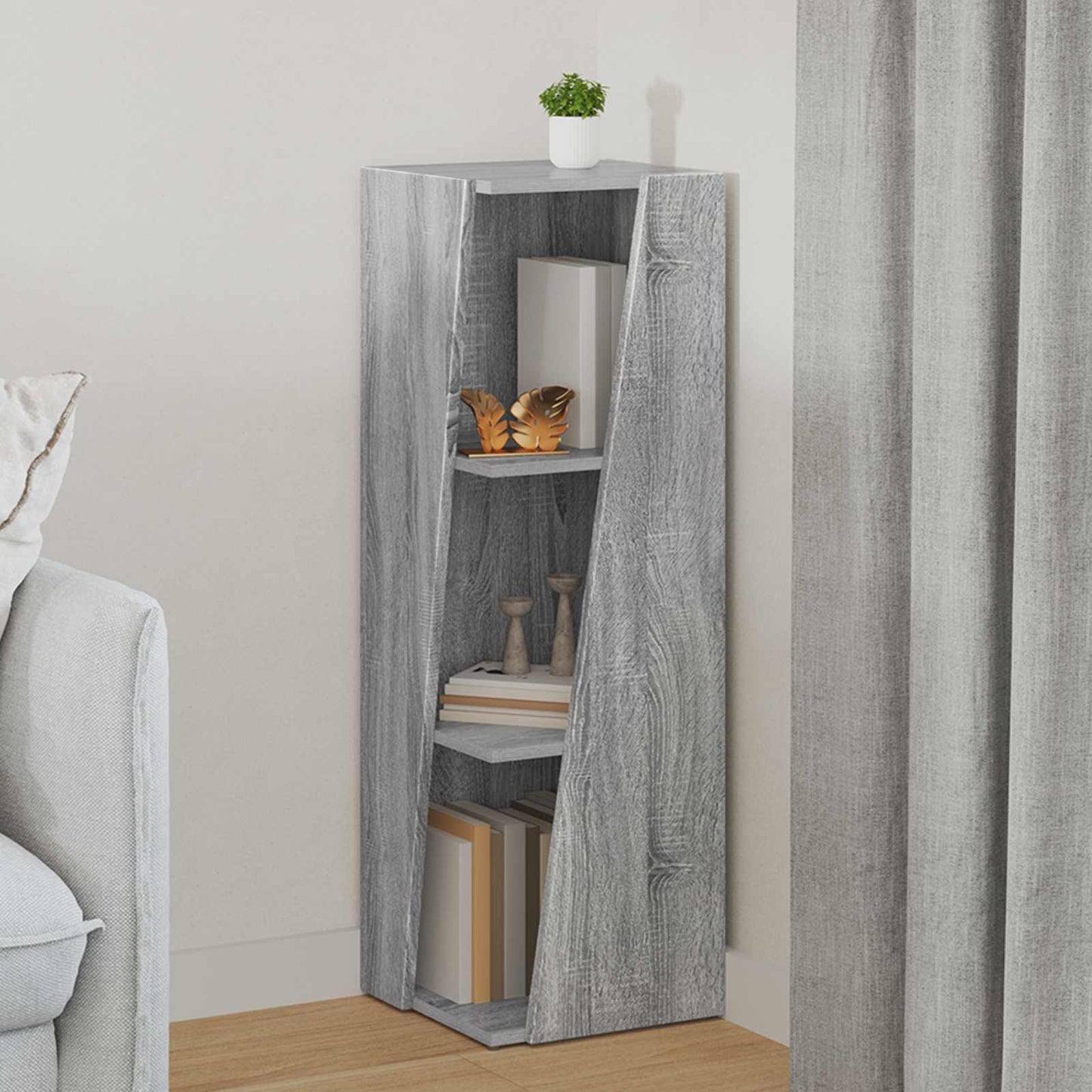 Side Shelf Grey Sonoma 33 x 32 x 100.5 cm Engineered Wood