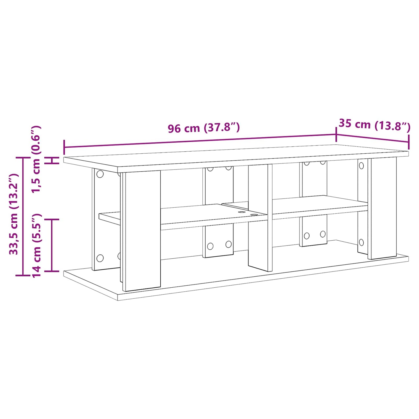 TV stand Grey Sonoma 96 x 35 x 33.5 cm