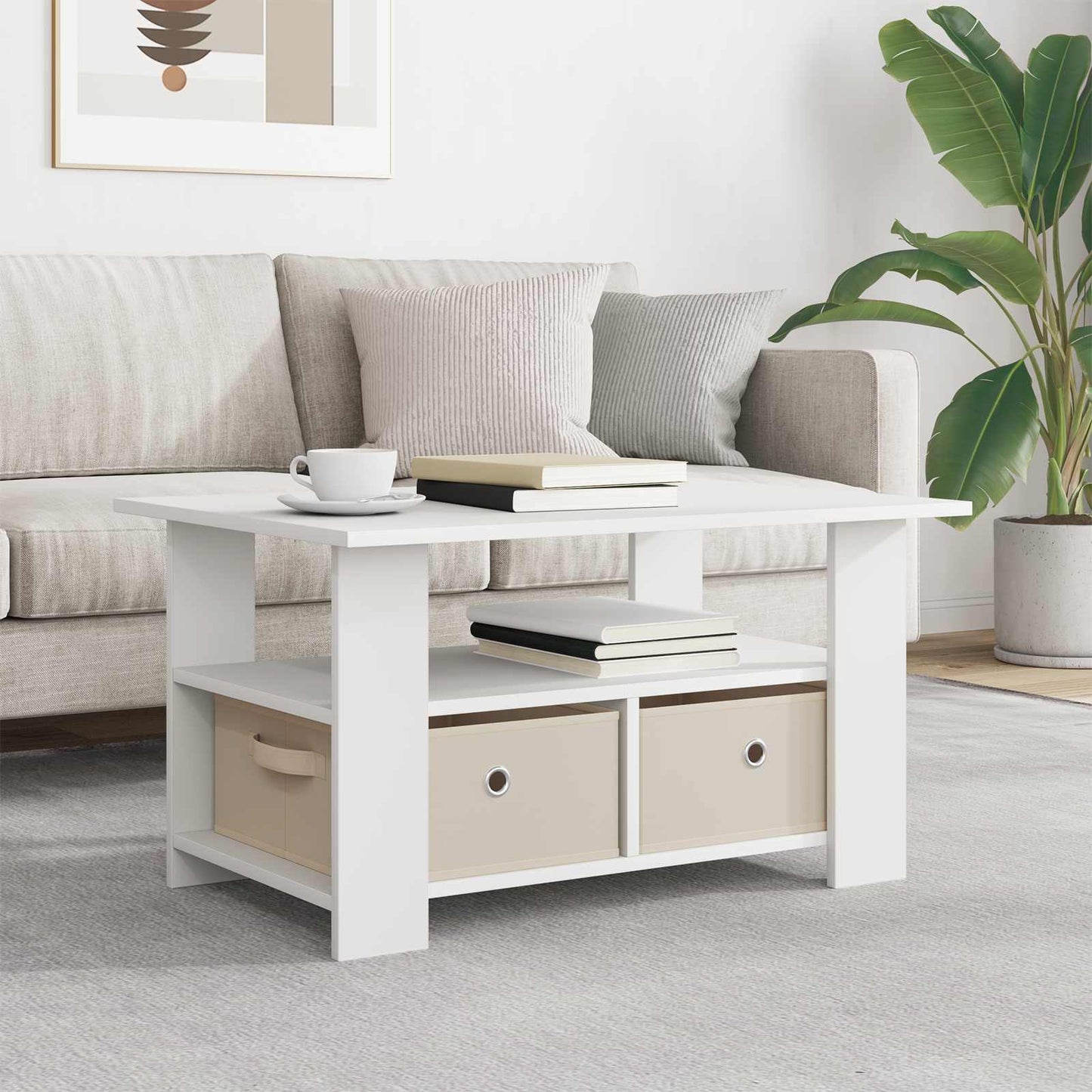 Coffee Table White 77 x 55 x 42 cm Engineered Wood