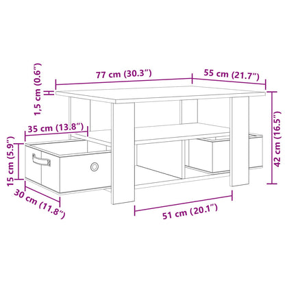 Coffee Table with Drawer White 77 x 55 x 42 cm Engineered Wood
