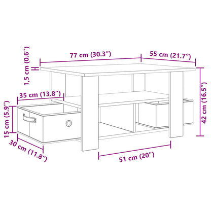 Coffee Table Sonoma Oak 77 x 55 x 42 cm Engineered Wood