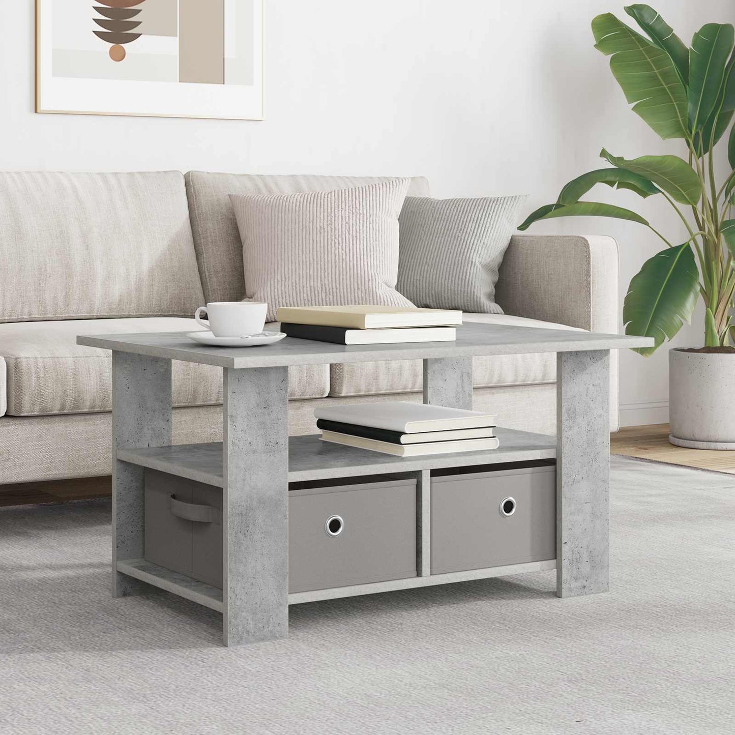 Coffee Table Concrete Grey 77 x 55 x 42 cm Engineered Wood