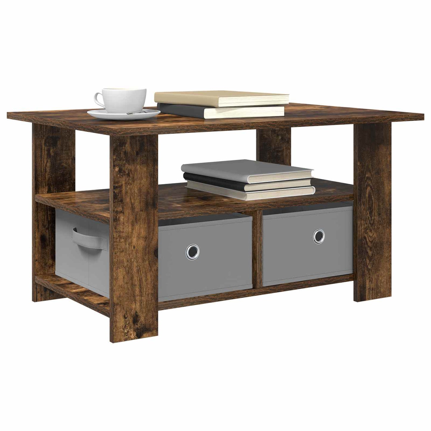Coffee Table Smoked Oak 77 x 55 x 42 cm Engineered Wood