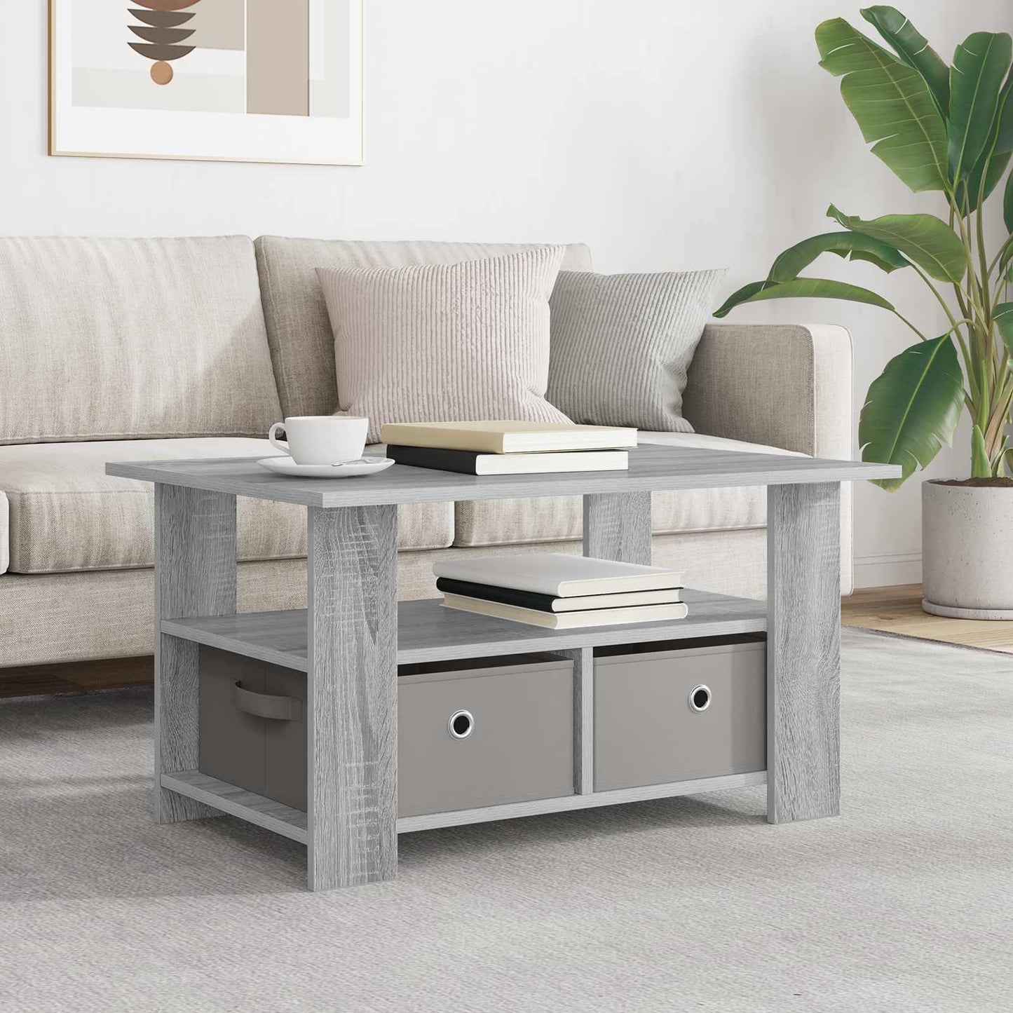 Coffee Table Grey Sonoma 77 x 55 x 42 cm Engineered Wood