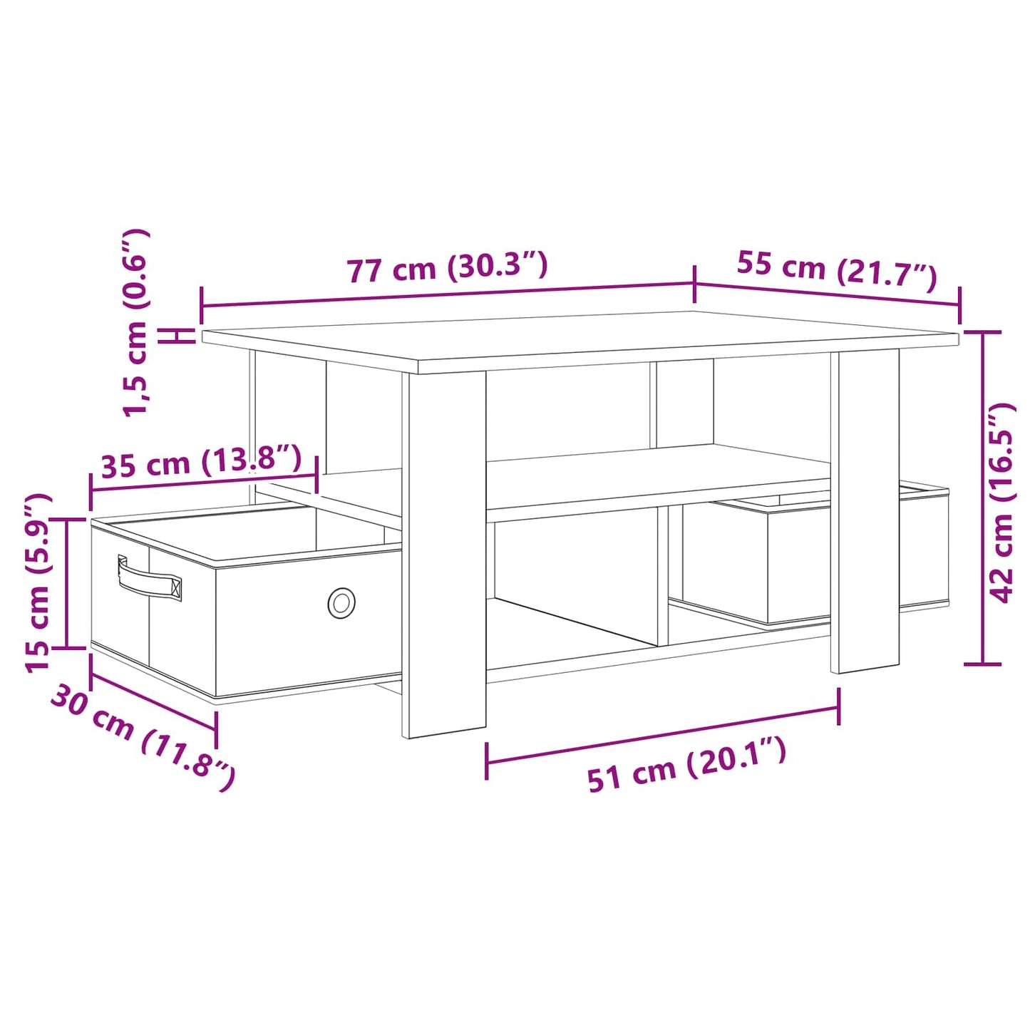 Coffee Table Artisan Oak 77 x 55 x 42 cm Engineered Wood