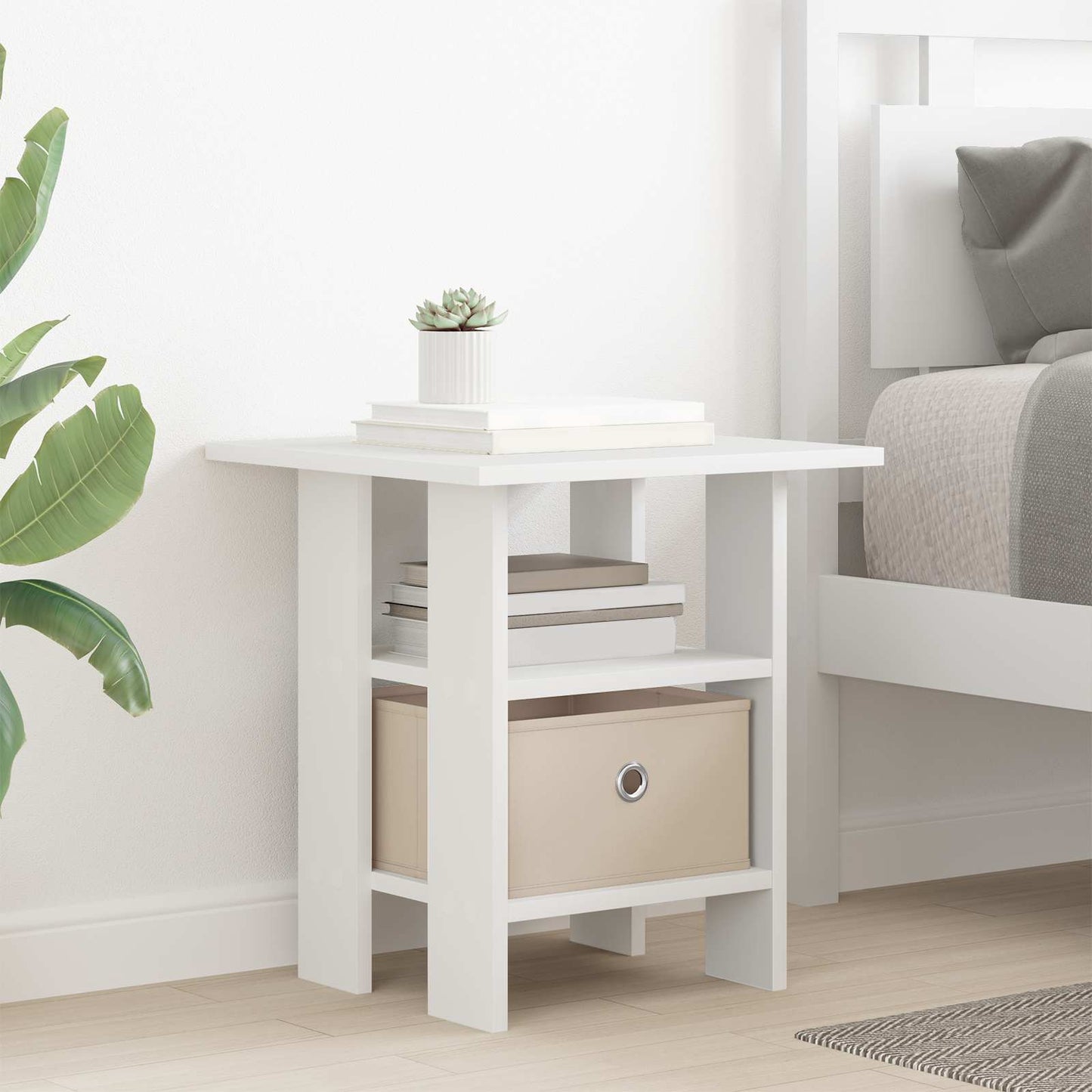 Bedside Table White 41 x 40 x 45 cm Engineered Wood