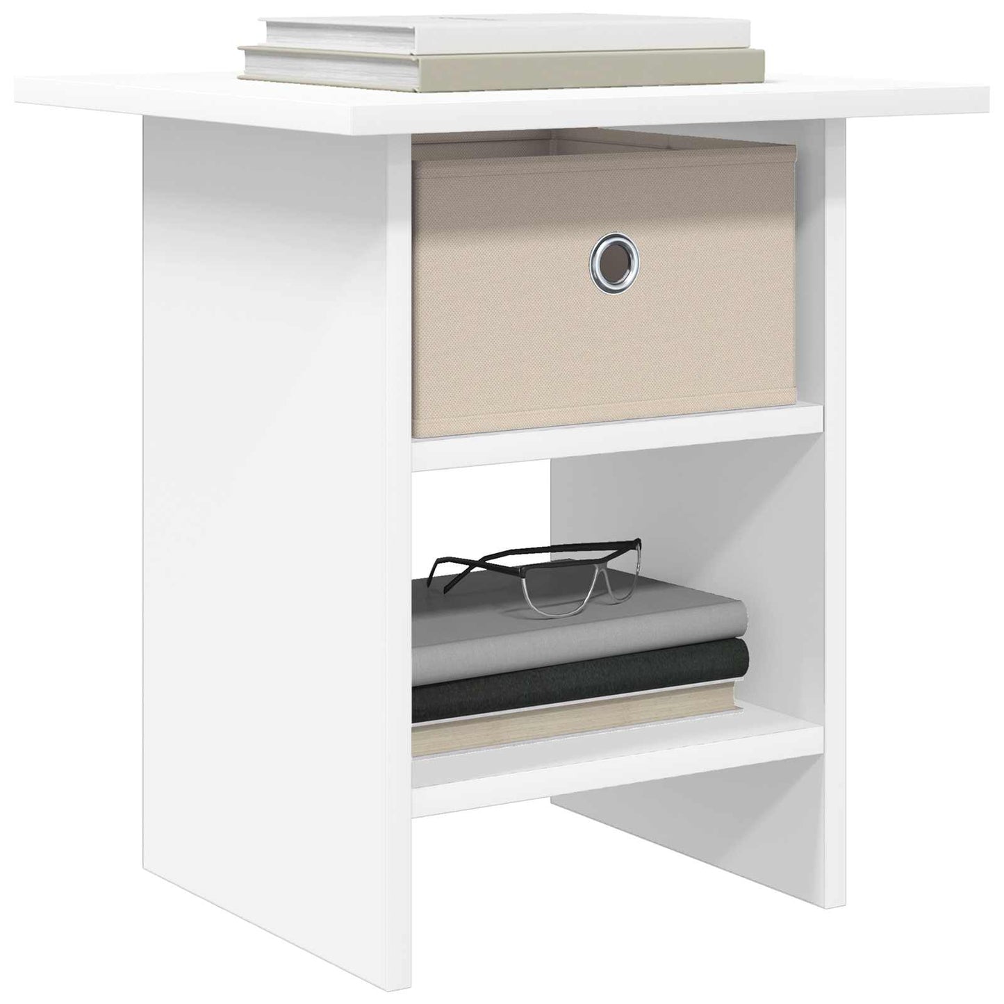 Bedside Table with Drawer White 41 x 40 x 45 cm Engineered Wood
