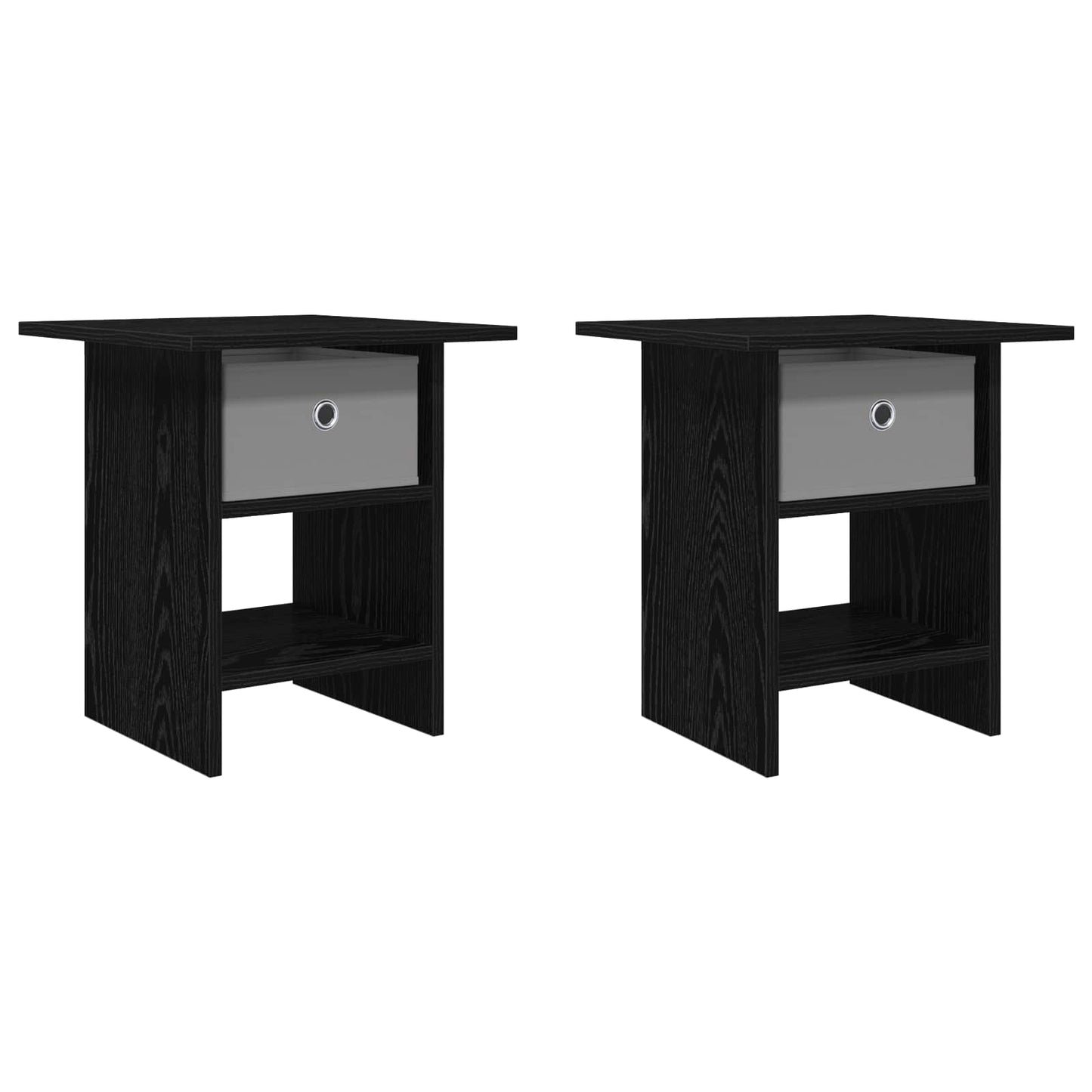 Bedside Table 2 pcs Black Oak 41 x 40 x 45 cm Engineered Wood