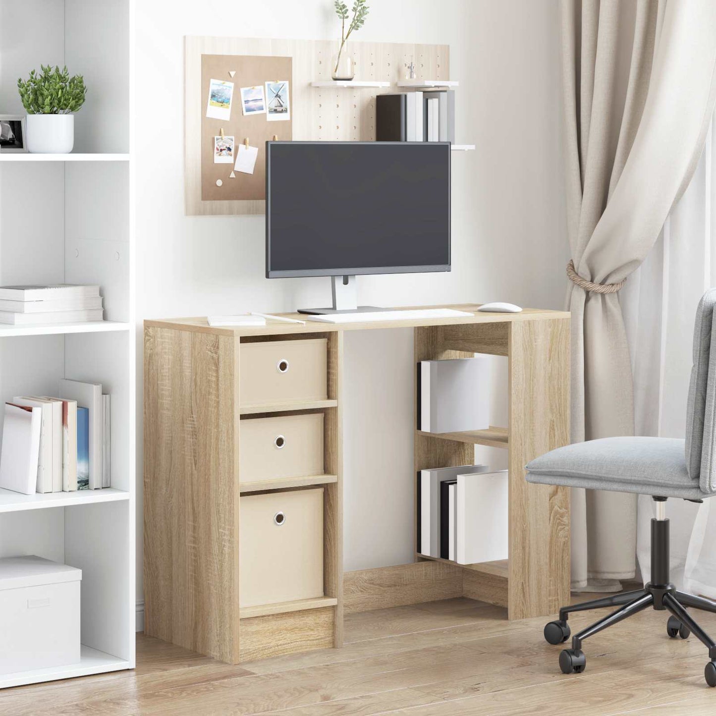 Desk with Drawer Sonoma Oak 100 x 40 x 75 cm Engineered Wood