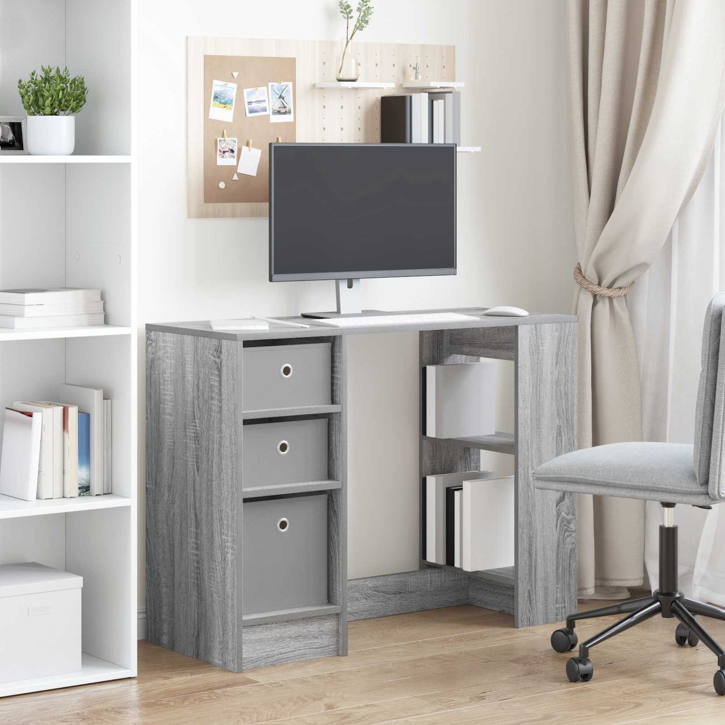Desk with Drawer Grey Sonoma 100 x 40 x 75 cm Engineered Wood