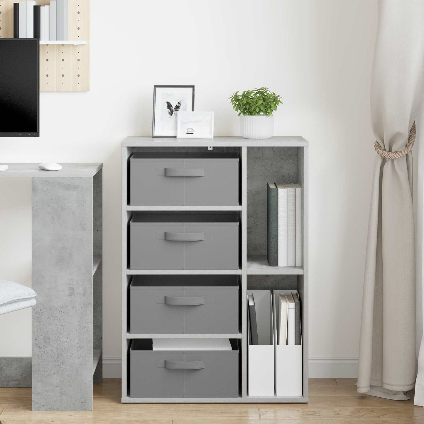 Sideboard with Drawer Concrete Grey 60 x 33.5 x 84 cm