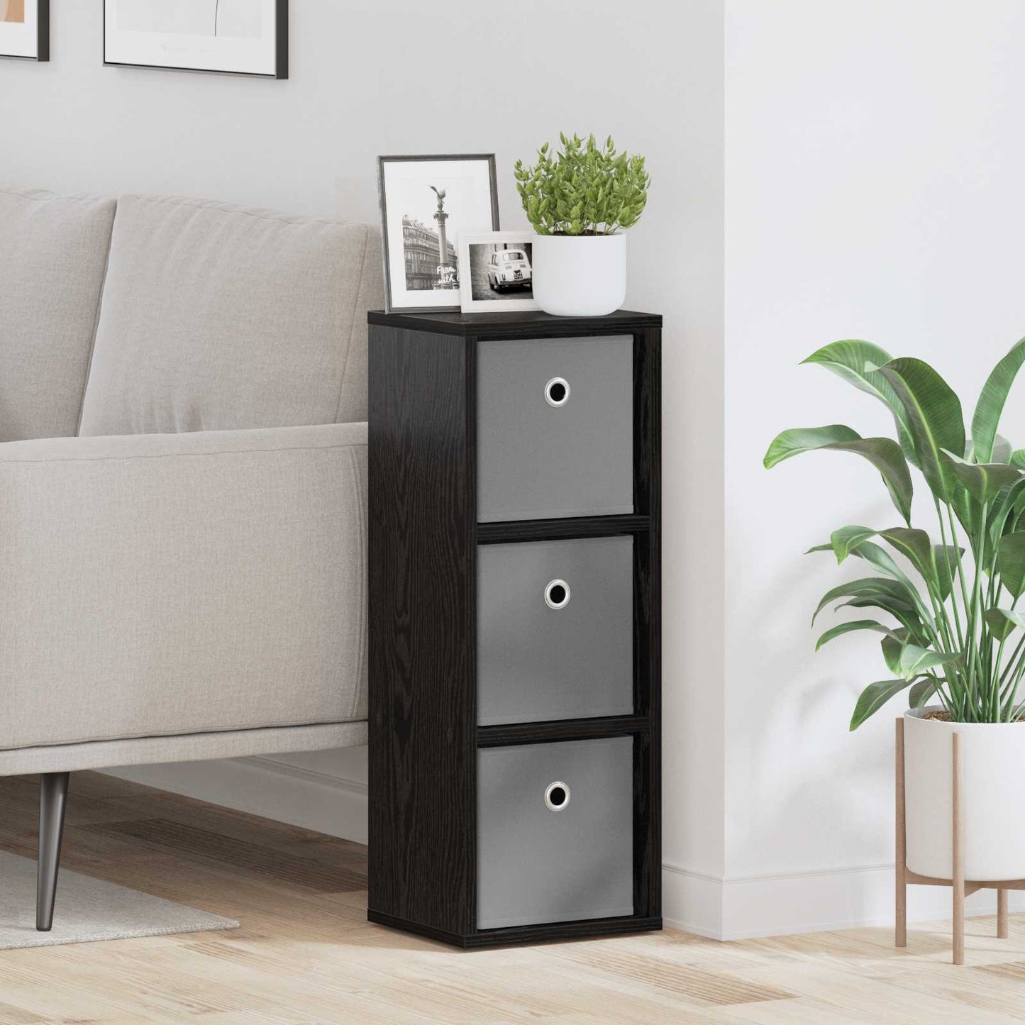 Sideboard with Drawer Black Oak 25.5 x 22 x 69.5 cm