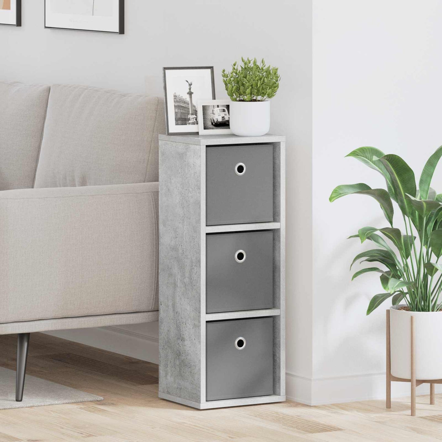 Sideboard with Drawer Concrete Grey 25.5 x 22 x 69.5 cm