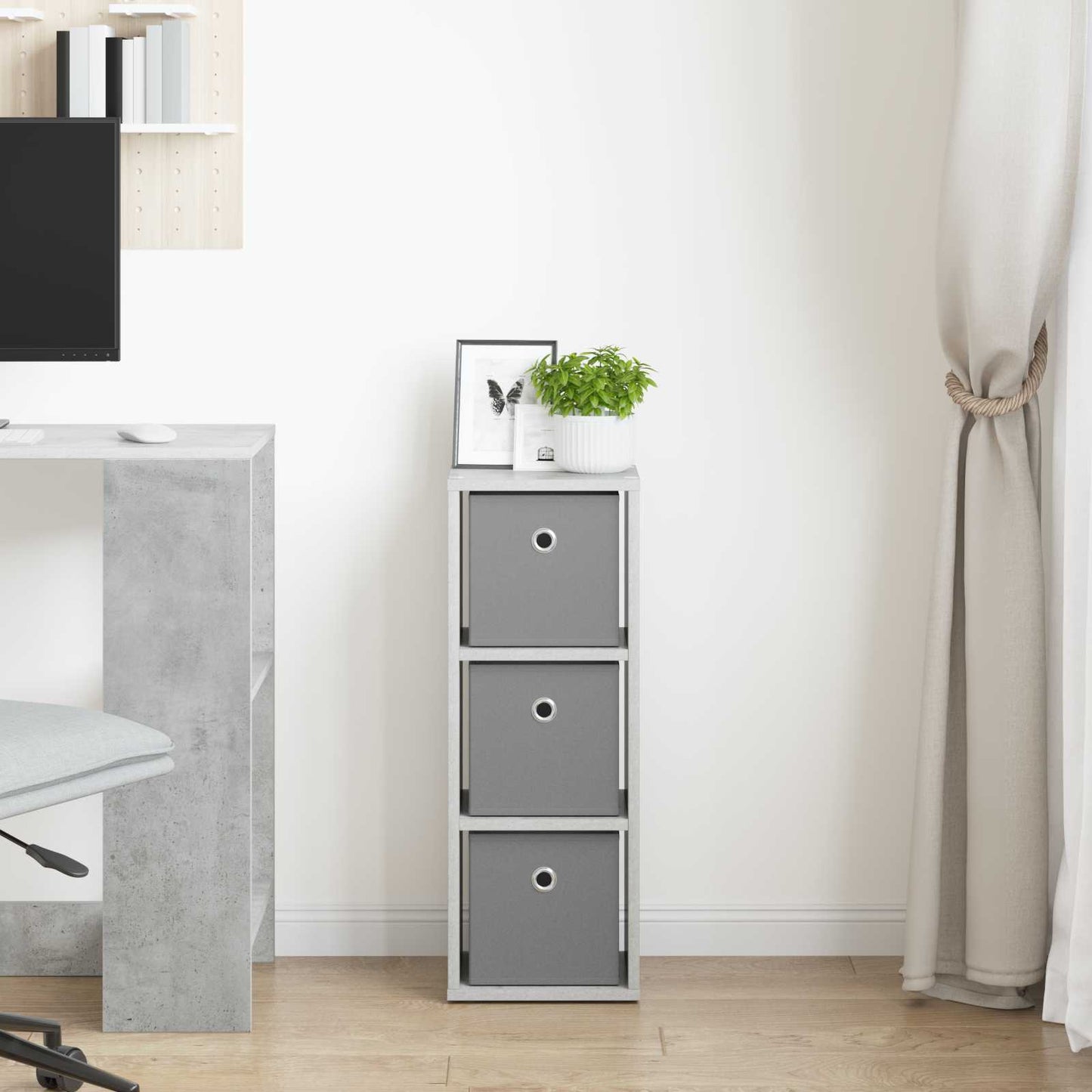 Sideboard with Drawer Concrete Grey 25.5 x 22 x 69.5 cm