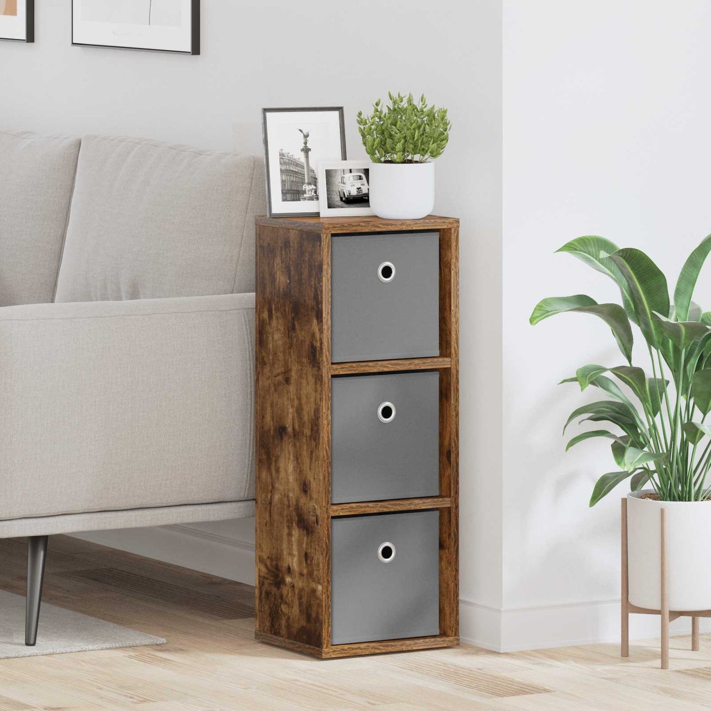 Sideboard with Drawer Smoked Oak 25.5 x 22 x 69.5 cm