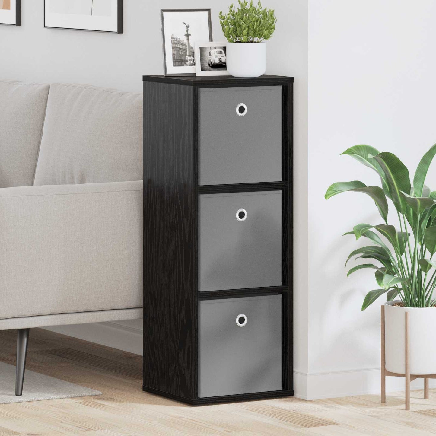 Sideboard with Drawer Black Oak 30.5 x 27 x 84.5 cm