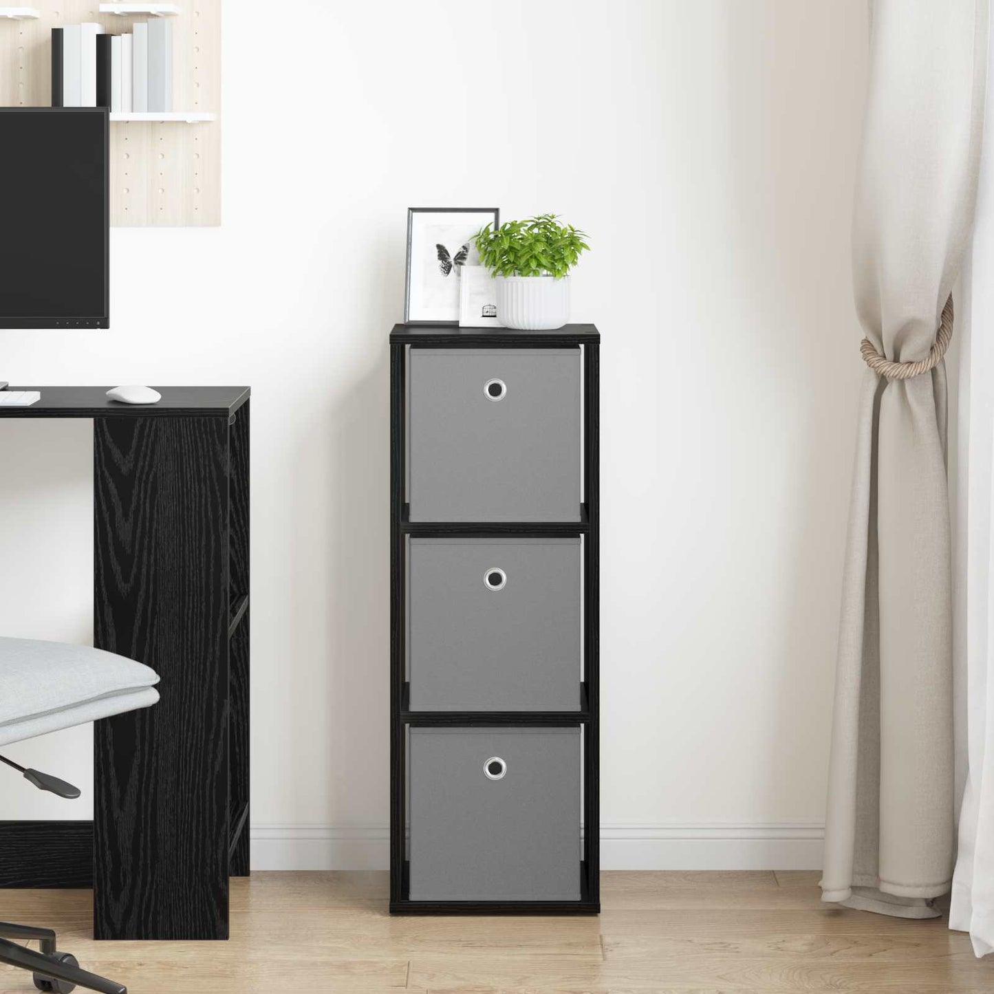 Sideboard with Drawer Black Oak 30.5 x 27 x 84.5 cm