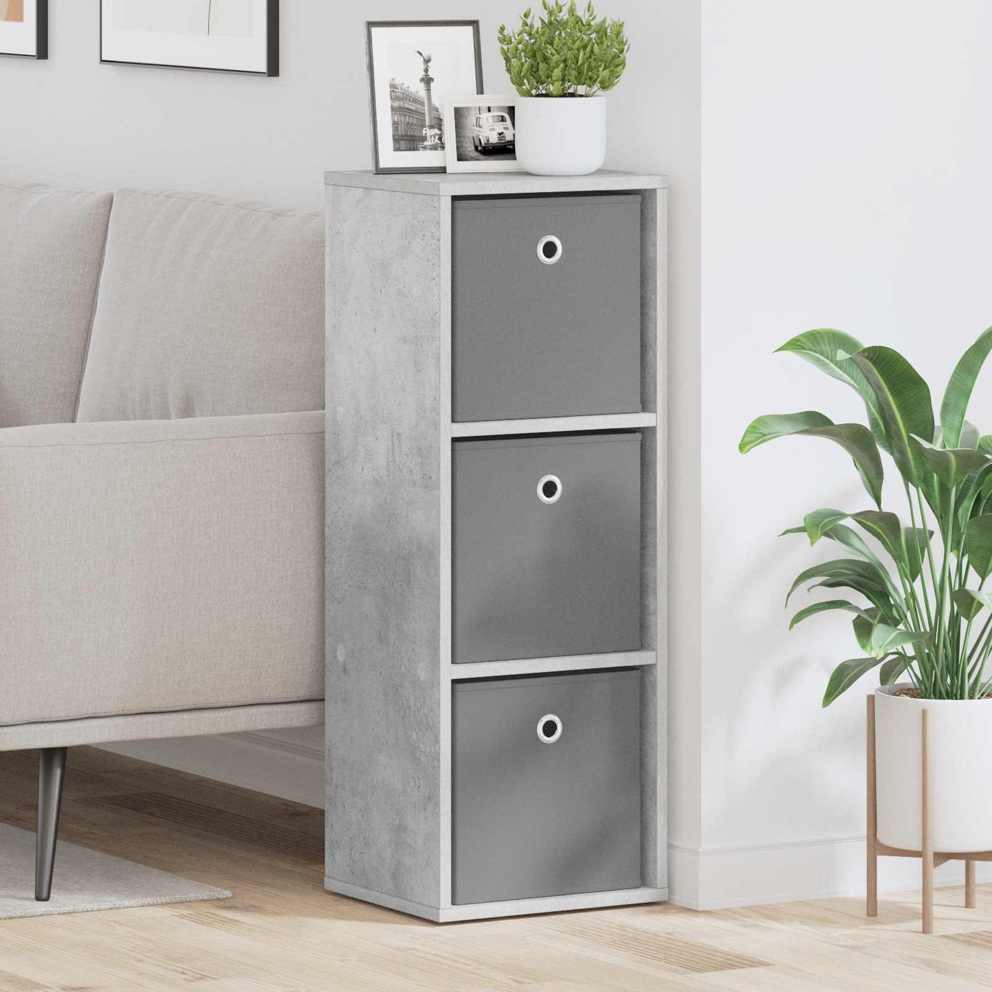 Sideboard with Drawer Concrete Grey 30.5 x 27 x 84.5 cm