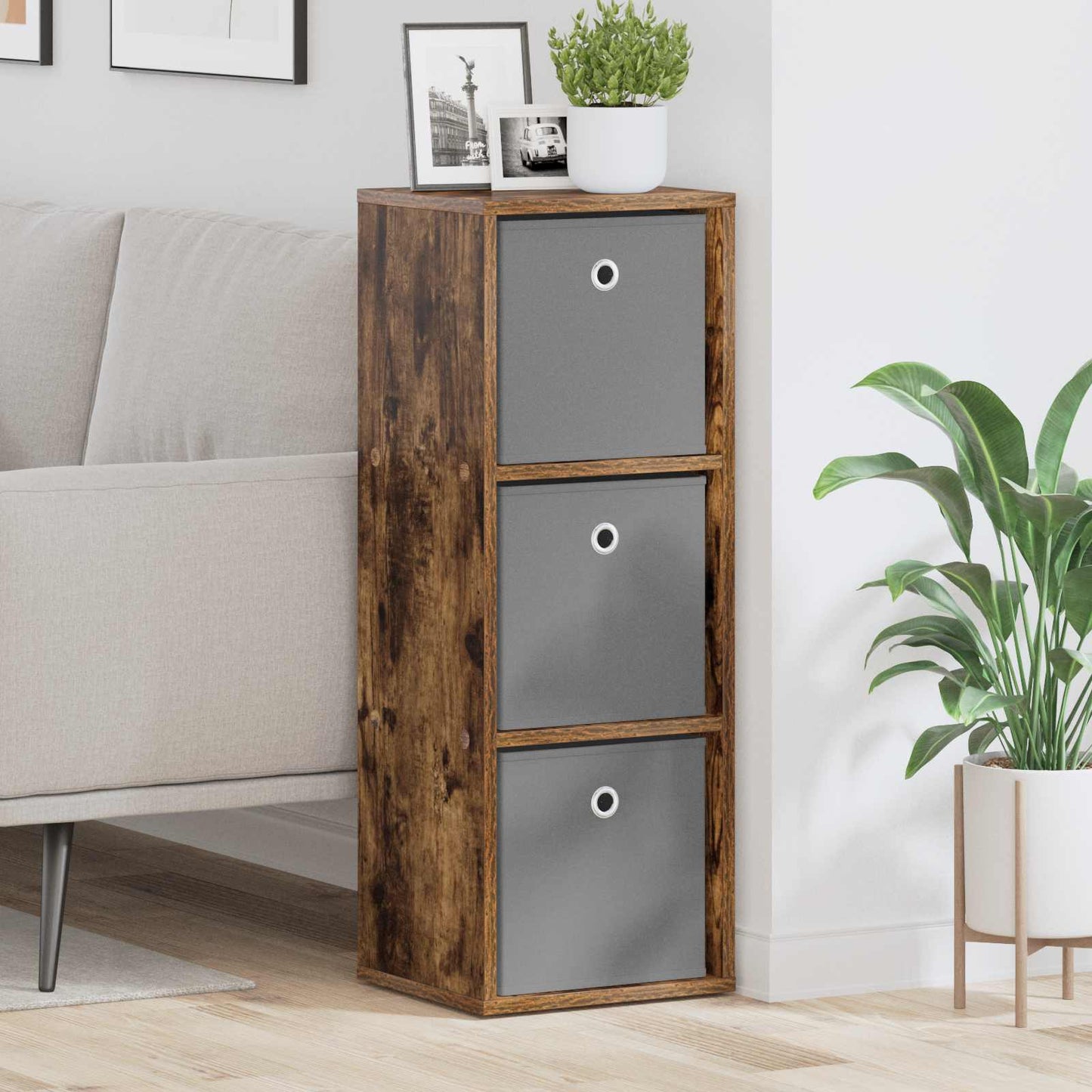 Sideboard with Drawer Smoked Oak 30.5 x 27 x 84.5 cm