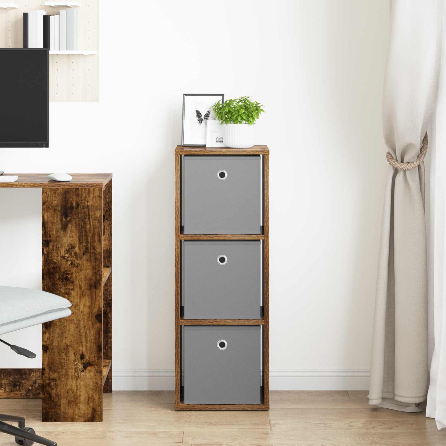 Sideboard with Drawer Smoked Oak 30.5 x 27 x 84.5 cm