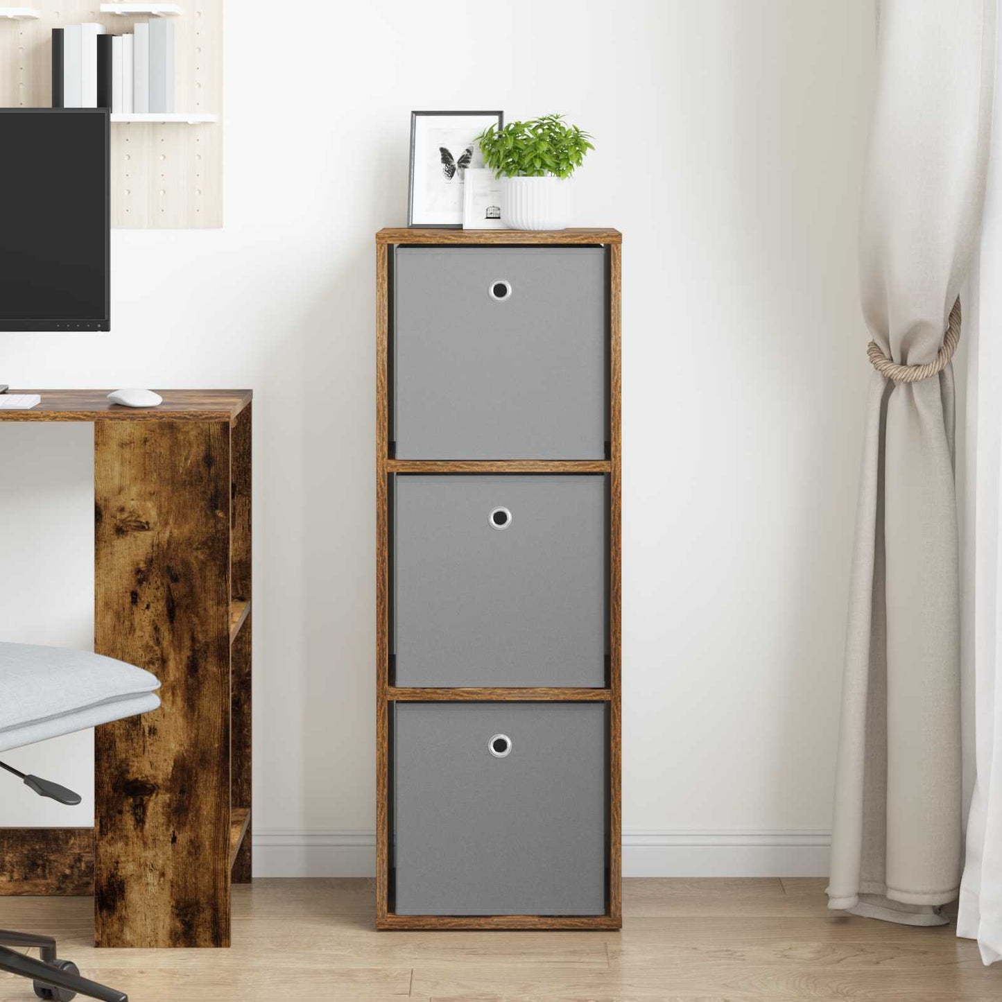 Sideboard with Drawer Smoked Oak 35 x 32 x 99.5 cm